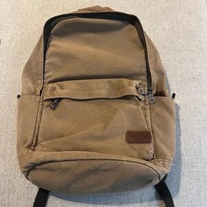 Muzee Canvas Laptop Backpack Khaki Brown USB Charging Port Travel Bag New w/Tags